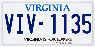 VA license plate VIV1135