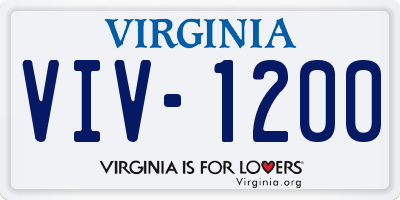 VA license plate VIV1200