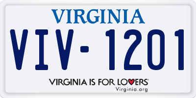 VA license plate VIV1201