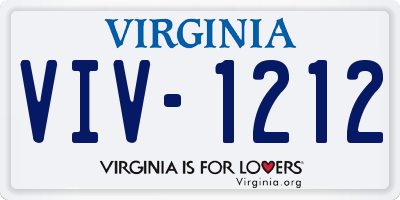 VA license plate VIV1212