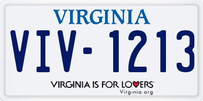 VA license plate VIV1213