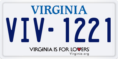 VA license plate VIV1221