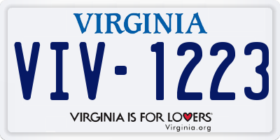 VA license plate VIV1223