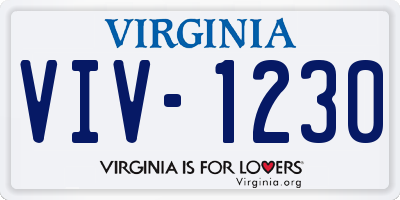 VA license plate VIV1230