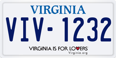 VA license plate VIV1232