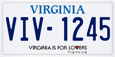 VA license plate VIV1245