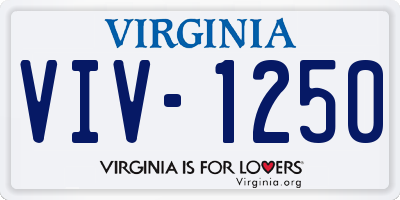 VA license plate VIV1250