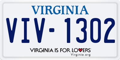 VA license plate VIV1302
