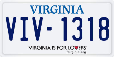 VA license plate VIV1318