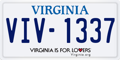 VA license plate VIV1337