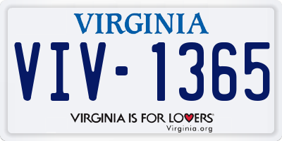 VA license plate VIV1365