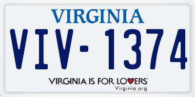 VA license plate VIV1374