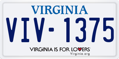 VA license plate VIV1375