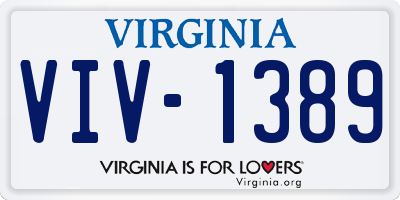 VA license plate VIV1389