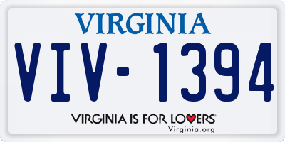 VA license plate VIV1394