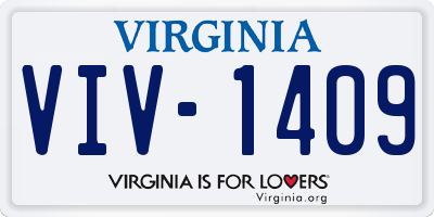 VA license plate VIV1409