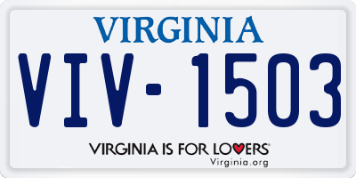 VA license plate VIV1503