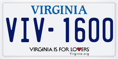 VA license plate VIV1600