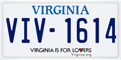 VA license plate VIV1614