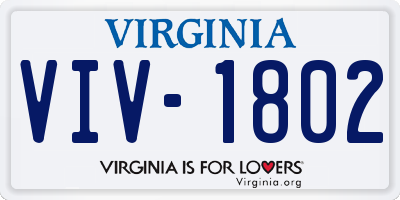 VA license plate VIV1802