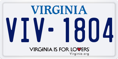 VA license plate VIV1804