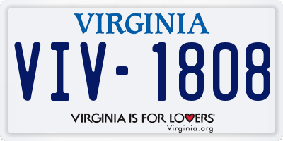 VA license plate VIV1808
