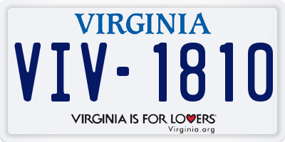 VA license plate VIV1810
