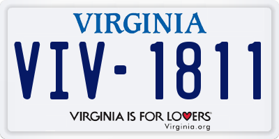 VA license plate VIV1811