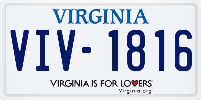 VA license plate VIV1816