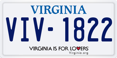 VA license plate VIV1822
