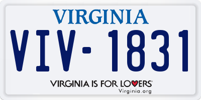 VA license plate VIV1831