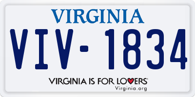 VA license plate VIV1834