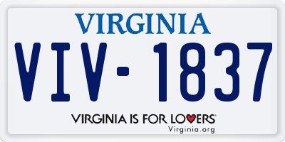 VA license plate VIV1837