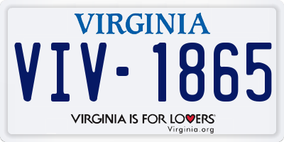 VA license plate VIV1865