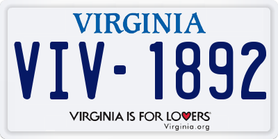 VA license plate VIV1892