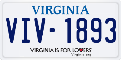 VA license plate VIV1893