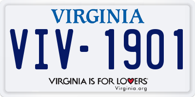 VA license plate VIV1901