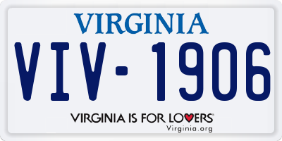 VA license plate VIV1906