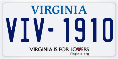 VA license plate VIV1910