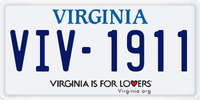 VA license plate VIV1911