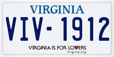 VA license plate VIV1912