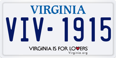 VA license plate VIV1915