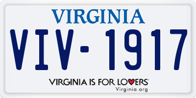 VA license plate VIV1917