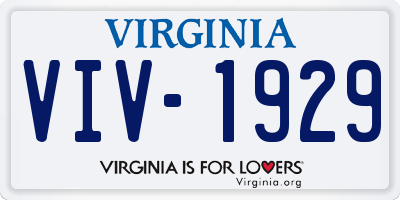VA license plate VIV1929
