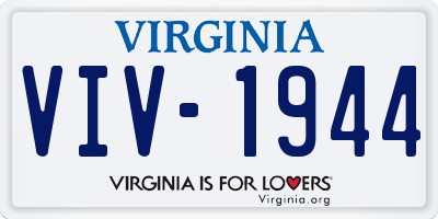 VA license plate VIV1944