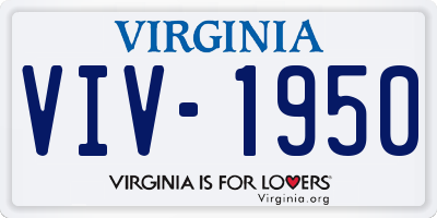 VA license plate VIV1950