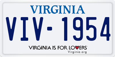 VA license plate VIV1954