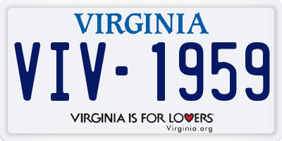 VA license plate VIV1959