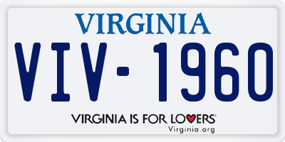 VA license plate VIV1960