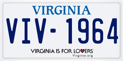 VA license plate VIV1964